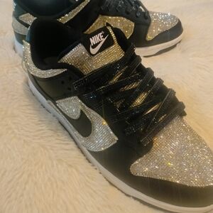 Nike Black and Silver Custom Rhinestone Sneakers